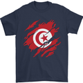 Torn Tunisia Flag Tunisian Day Football Mens T-Shirt 100% Cotton Navy Blue