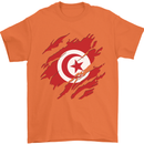 Torn Tunisia Flag Tunisian Day Football Mens T-Shirt 100% Cotton Orange