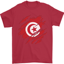 Torn Tunisia Flag Tunisian Day Football Mens T-Shirt 100% Cotton Red