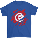 Torn Tunisia Flag Tunisian Day Football Mens T-Shirt 100% Cotton Royal Blue
