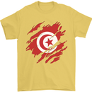 Torn Tunisia Flag Tunisian Day Football Mens T-Shirt 100% Cotton Yellow
