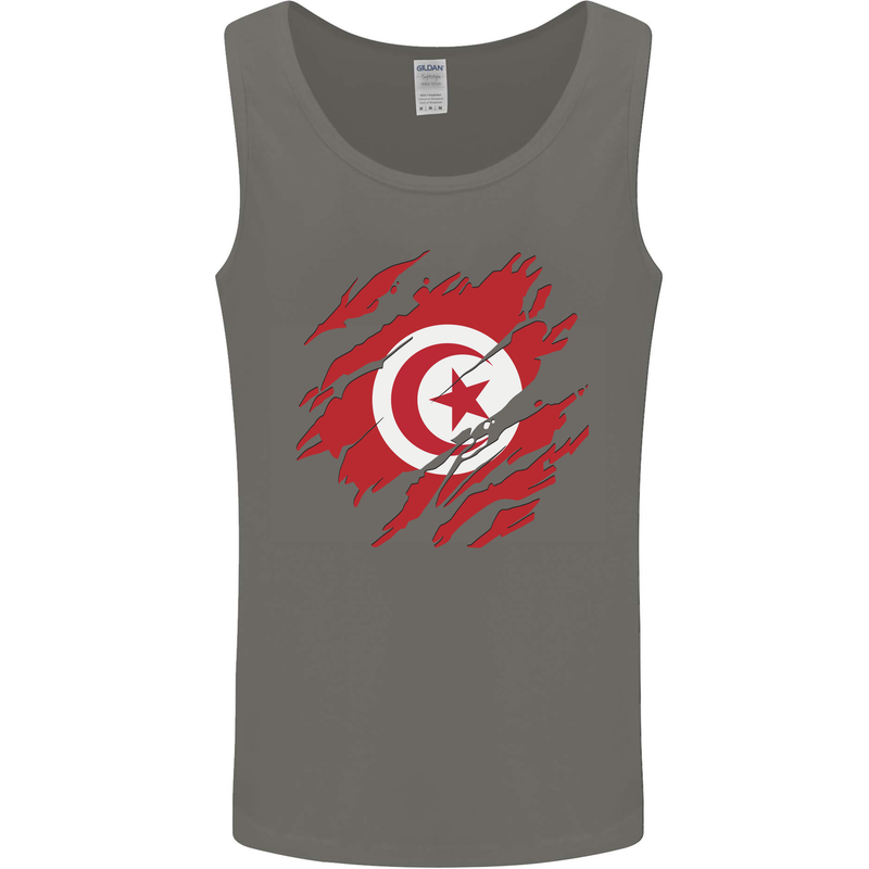 Torn Tunisia Flag Tunisian Day Football Mens Vest Tank Top Charcoal