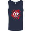 Torn Tunisia Flag Tunisian Day Football Mens Vest Tank Top Navy Blue