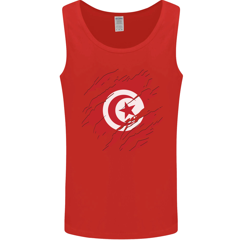 Torn Tunisia Flag Tunisian Day Football Mens Vest Tank Top Red