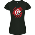 Torn Tunisia Flag Tunisian Day Football Womens Petite Cut T-Shirt Black