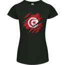 Torn Tunisia Flag Tunisian Day Football Womens Petite Cut T-Shirt Black