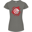 Torn Tunisia Flag Tunisian Day Football Womens Petite Cut T-Shirt Charcoal