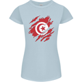Torn Tunisia Flag Tunisian Day Football Womens Petite Cut T-Shirt Light Blue