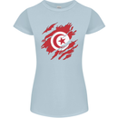 Torn Tunisia Flag Tunisian Day Football Womens Petite Cut T-Shirt Light Blue