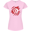Torn Tunisia Flag Tunisian Day Football Womens Petite Cut T-Shirt Light Pink