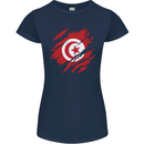 Torn Tunisia Flag Tunisian Day Football Womens Petite Cut T-Shirt Navy Blue