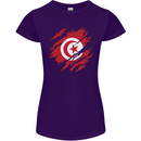Torn Tunisia Flag Tunisian Day Football Womens Petite Cut T-Shirt Purple