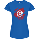Torn Tunisia Flag Tunisian Day Football Womens Petite Cut T-Shirt Royal Blue