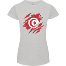 Torn Tunisia Flag Tunisian Day Football Womens Petite Cut T-Shirt Sports Grey