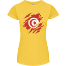 Torn Tunisia Flag Tunisian Day Football Womens Petite Cut T-Shirt Yellow