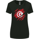 Torn Tunisia Flag Tunisian Day Football Womens Wider Cut T-Shirt Black