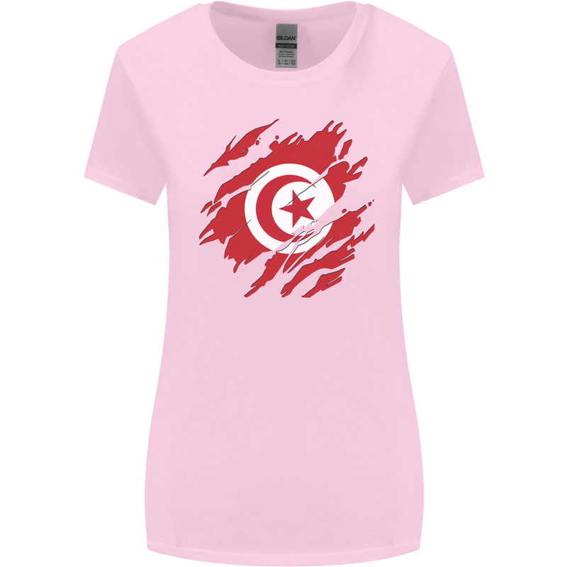 Torn Tunisia Flag Tunisian Day Football Womens Wider Cut T-Shirt Light Pink