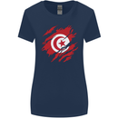 Torn Tunisia Flag Tunisian Day Football Womens Wider Cut T-Shirt Navy Blue