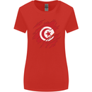 Torn Tunisia Flag Tunisian Day Football Womens Wider Cut T-Shirt Red