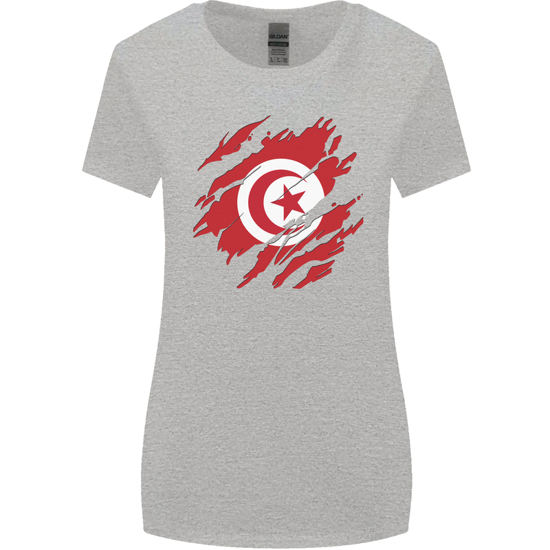 Torn Tunisia Flag Tunisian Day Football Womens Wider Cut T-Shirt Sports Grey