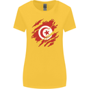 Torn Tunisia Flag Tunisian Day Football Womens Wider Cut T-Shirt Yellow