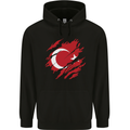 Torn Turkey Flag Turkish Day Football Childrens Kids Hoodie Black