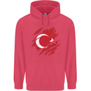 Torn Turkey Flag Turkish Day Football Childrens Kids Hoodie Heliconia