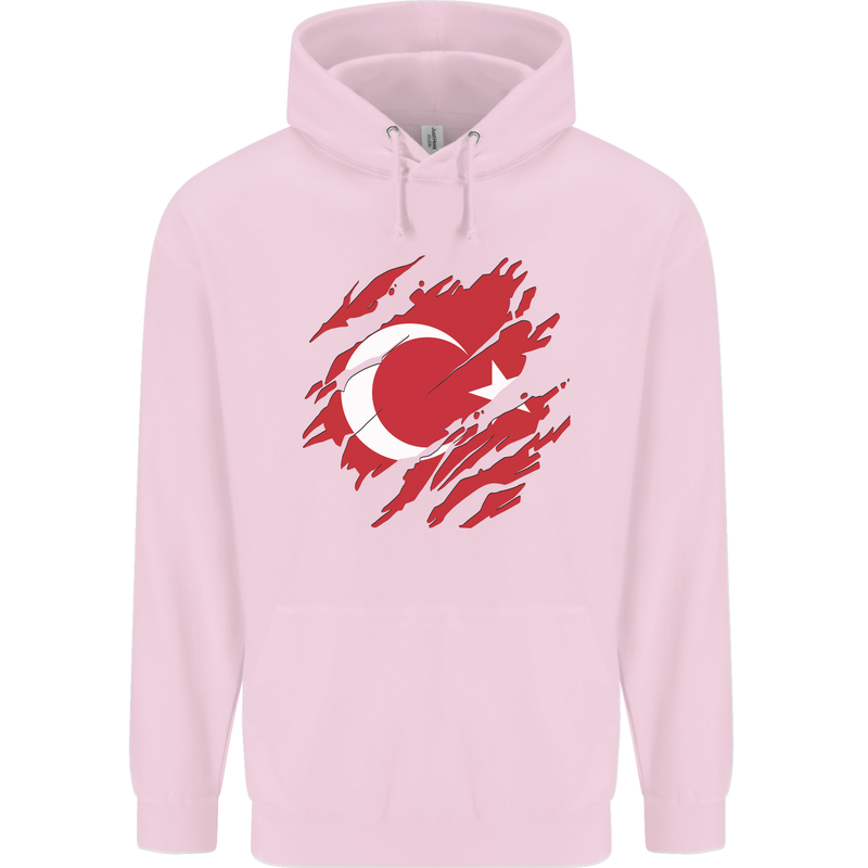 Torn Turkey Flag Turkish Day Football Childrens Kids Hoodie Light Pink