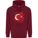 Torn Turkey Flag Turkish Day Football Childrens Kids Hoodie Maroon