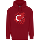 Torn Turkey Flag Turkish Day Football Childrens Kids Hoodie Red