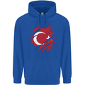 Torn Turkey Flag Turkish Day Football Childrens Kids Hoodie Royal Blue