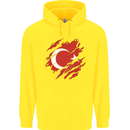Torn Turkey Flag Turkish Day Football Childrens Kids Hoodie Yellow