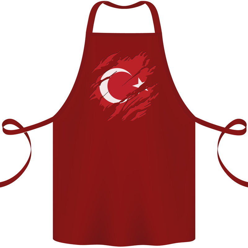Torn Turkey Flag Turkish Day Football Cotton Apron 100% Organic Maroon