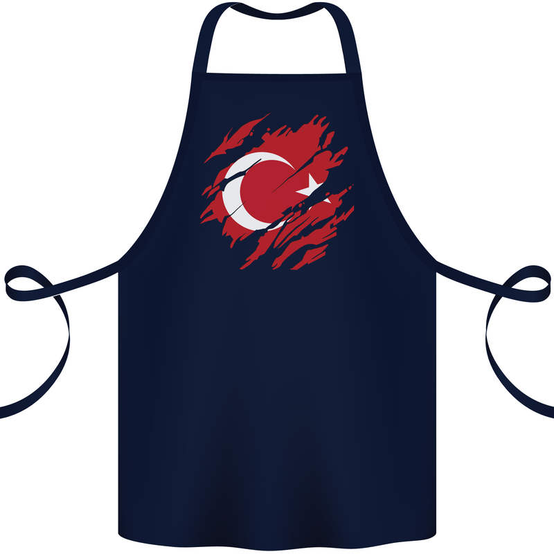 Torn Turkey Flag Turkish Day Football Cotton Apron 100% Organic Navy Blue