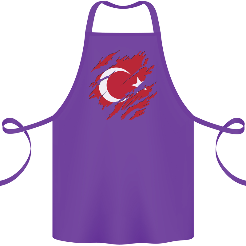 Torn Turkey Flag Turkish Day Football Cotton Apron 100% Organic Purple