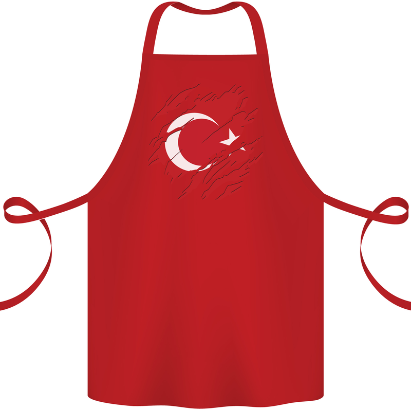 Torn Turkey Flag Turkish Day Football Cotton Apron 100% Organic Red