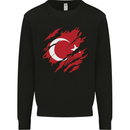 Torn Turkey Flag Turkish Day Football Kids Sweatshirt Jumper Black
