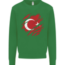 Torn Turkey Flag Turkish Day Football Kids Sweatshirt Jumper Irish Green