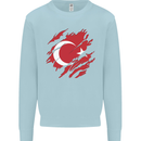 Torn Turkey Flag Turkish Day Football Kids Sweatshirt Jumper Light Blue