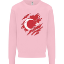 Torn Turkey Flag Turkish Day Football Kids Sweatshirt Jumper Light Pink