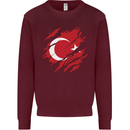 Torn Turkey Flag Turkish Day Football Kids Sweatshirt Jumper Maroon