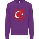 Torn Turkey Flag Turkish Day Football Kids Sweatshirt Jumper Purple