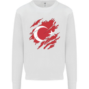 Torn Turkey Flag Turkish Day Football Kids Sweatshirt Jumper White