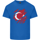 Torn Turkey Flag Turkish Day Football Kids T-Shirt Childrens Royal Blue