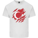 Torn Turkey Flag Turkish Day Football Kids T-Shirt Childrens White