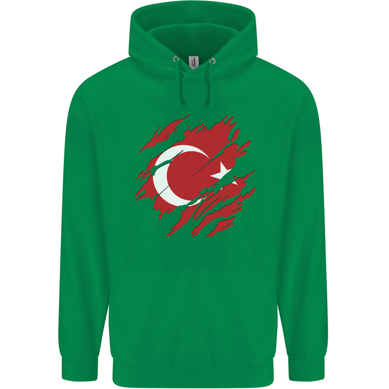 Torn Turkey Flag Turkish Day Football Mens 80% Cotton Hoodie Irish Green