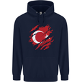 Torn Turkey Flag Turkish Day Football Mens 80% Cotton Hoodie Navy Blue