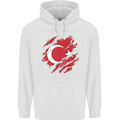 Torn Turkey Flag Turkish Day Football Mens 80% Cotton Hoodie White
