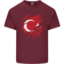 Torn Turkey Flag Turkish Day Football Mens Cotton T-Shirt Tee Top Maroon
