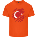 Torn Turkey Flag Turkish Day Football Mens Cotton T-Shirt Tee Top Orange